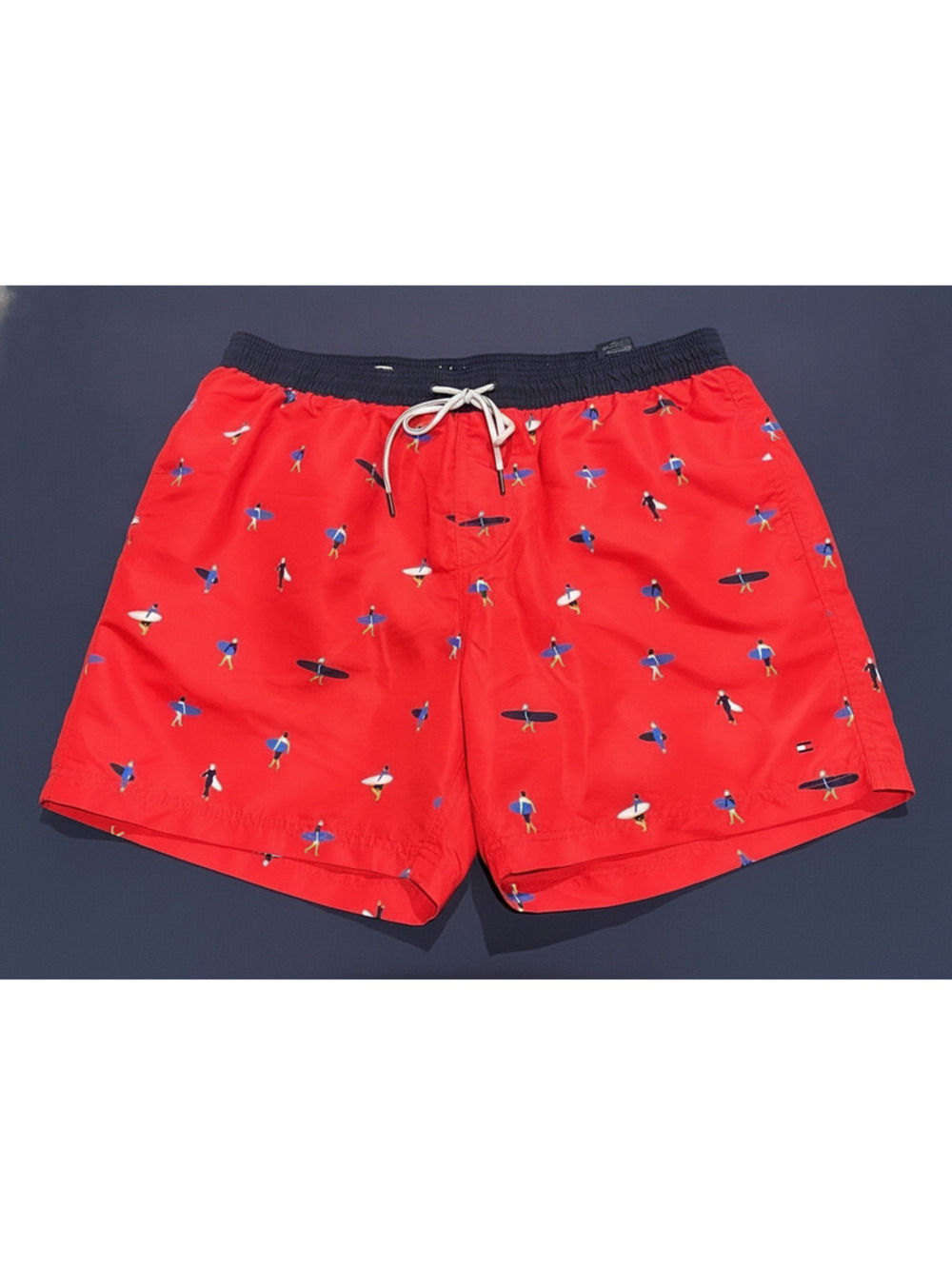 Tommy Hilfiger Men's Red Surfboard Print Swim Trunks with L内